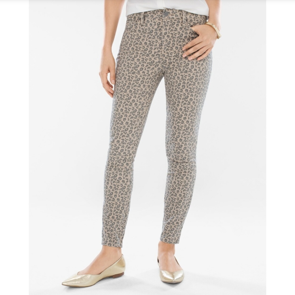 NYDJ CHICOS Animal Print Skinny Ankle Jeans Sz 8